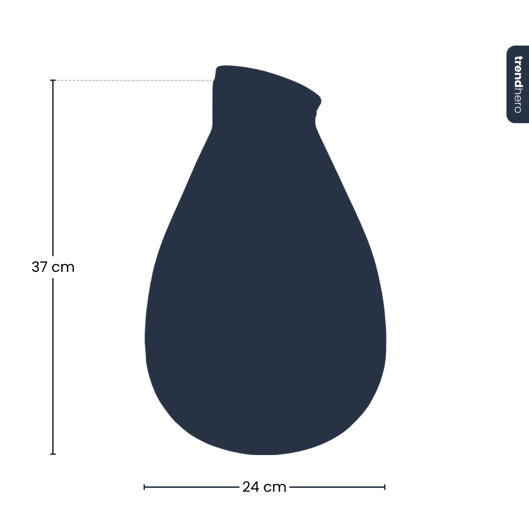 Leeres Flaschengarten-Glas „Drop XL“ mit Naturkorken, 37 × 29 cm – Silhouette zum Größenvergleich