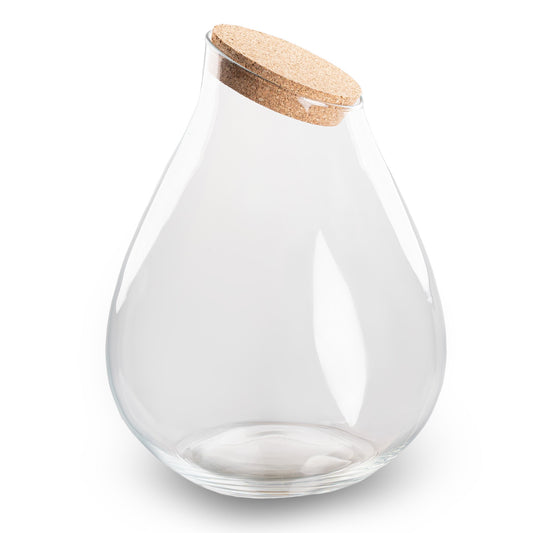 Leeres Flaschengarten-Glas „Drop XXL“ mit Naturkorken, 43 × 34 cm – Produktansicht