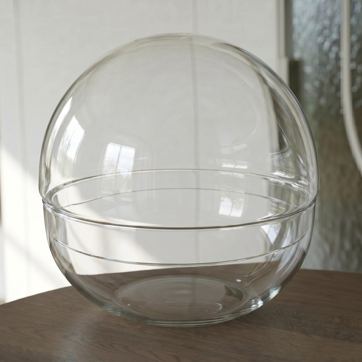 Leeres Flaschengarten-Glas „Dome XL“ als Kugel mit Glaskuppel, 28 × 28 cm – bepflanztes Beispiel, Ansicht 2