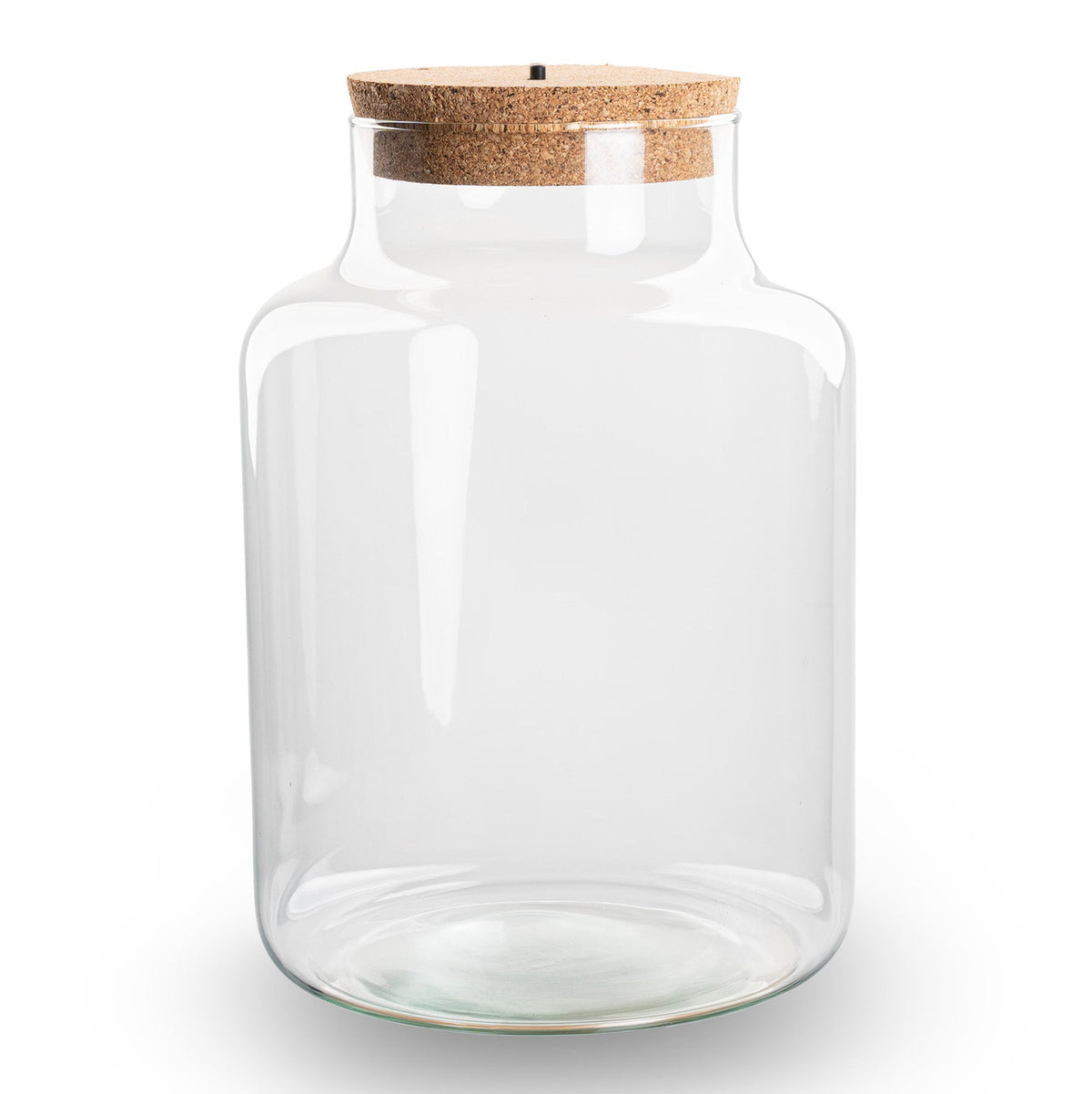 Leeres Flaschengarten-Glas „Little Milky“ mit LED-Korken, 25 × 17 cm – mit eingeschaltetem LED-Korken, Ansicht 2