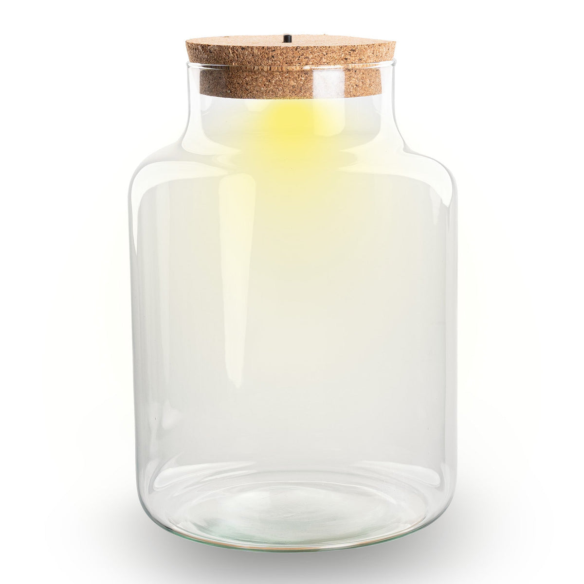 Leeres Flaschengarten-Glas „Little Milky“ mit LED-Korken, 25 × 17 cm – Produktansicht