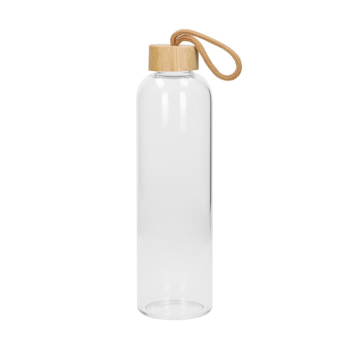 Trinkflasche aus Glas mit Hülle 1,0 l mit Bambus-Deckel - elasto