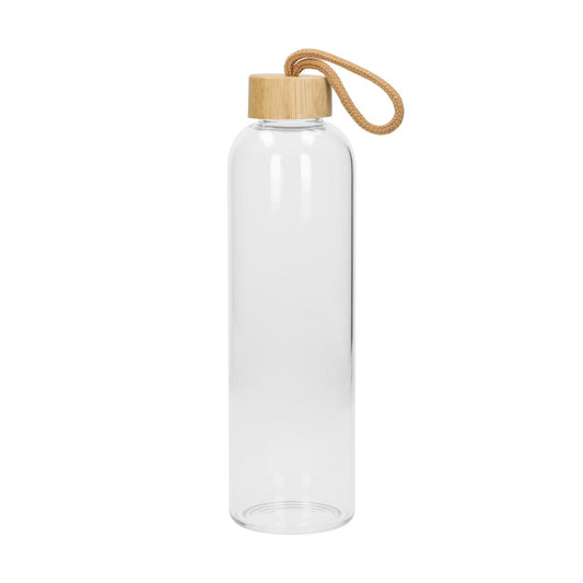 Trinkflasche aus Glas mit Hülle 1,0 l mit Bambus-Deckel