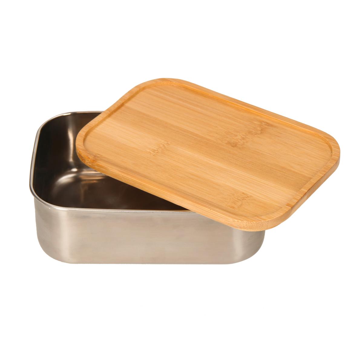 Edelstahl Brot- und Lunch-Box mit Bambus-Deckel 16 cm - elasto