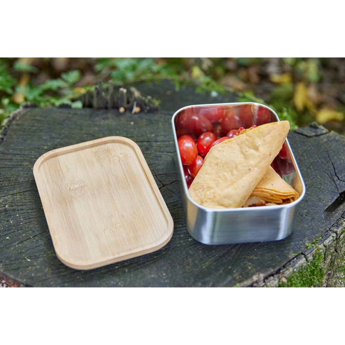 Edelstahl Brot- und Lunch-Box mit Bambus-Deckel 16 cm - elasto