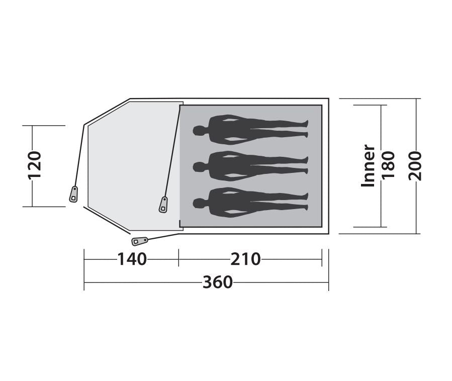 Easy Camp Eclipse 300, 3 Personen Zelt Innenmaße