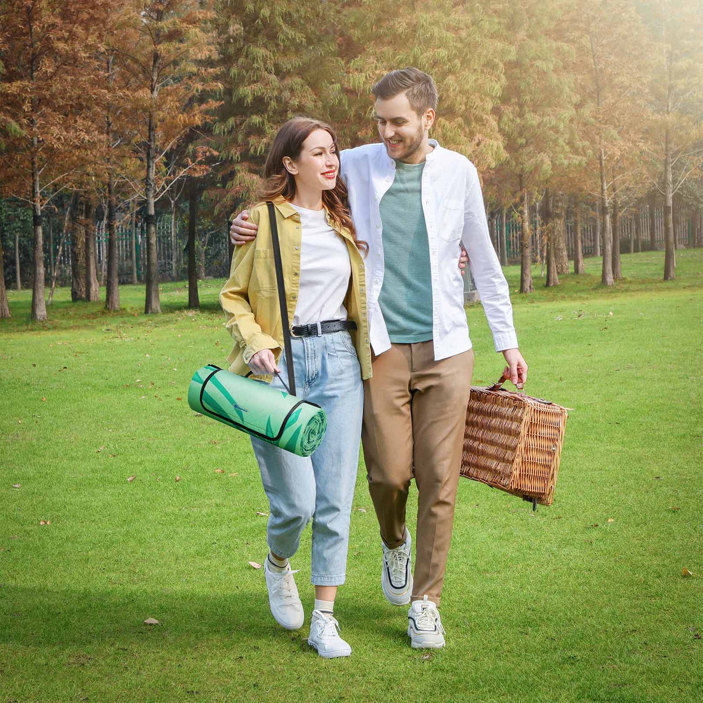 Picknickdecke grün mit tropischem Farn - Outdoorbird