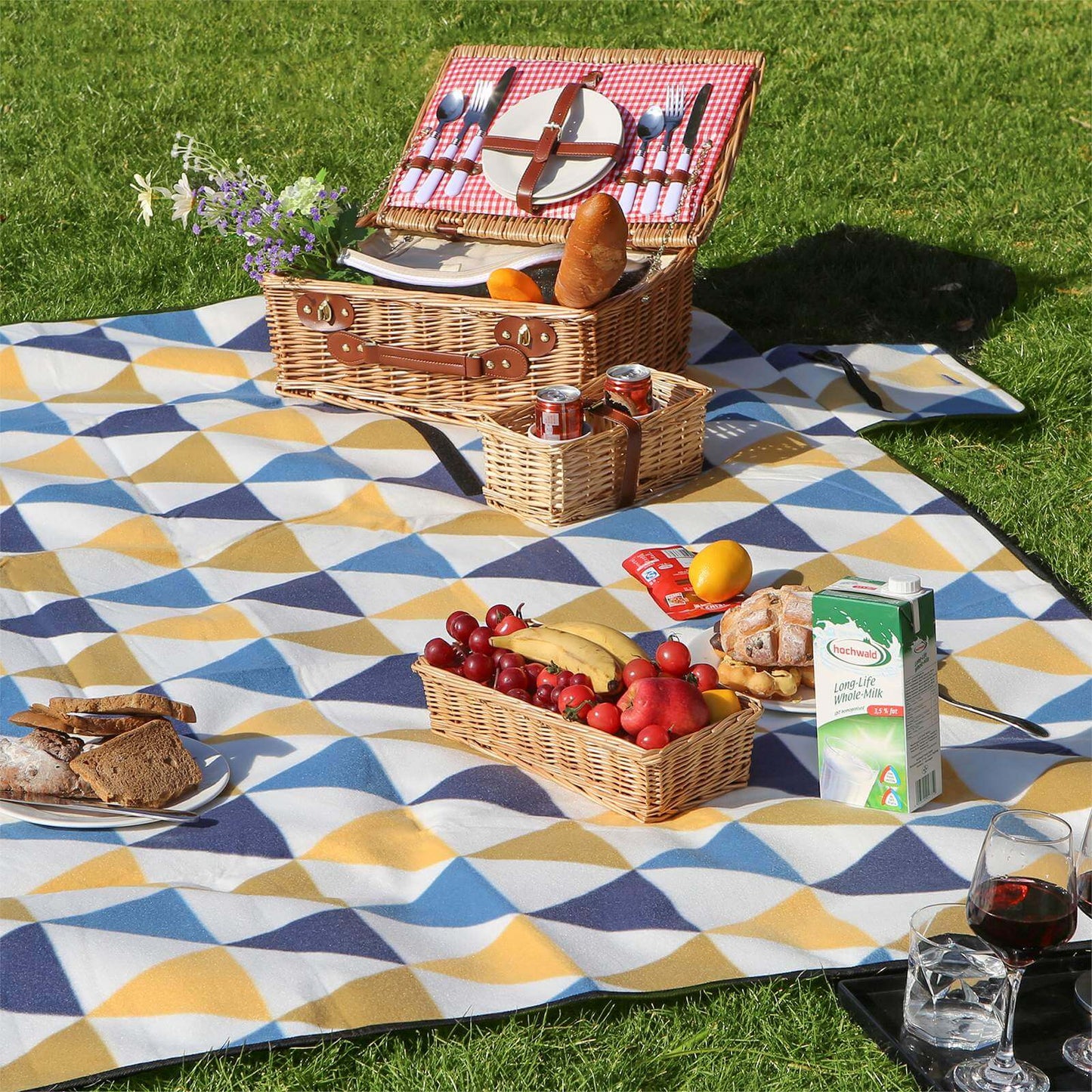 Picknickdecke Flanell Dreiecke XXL - Outdoorbird