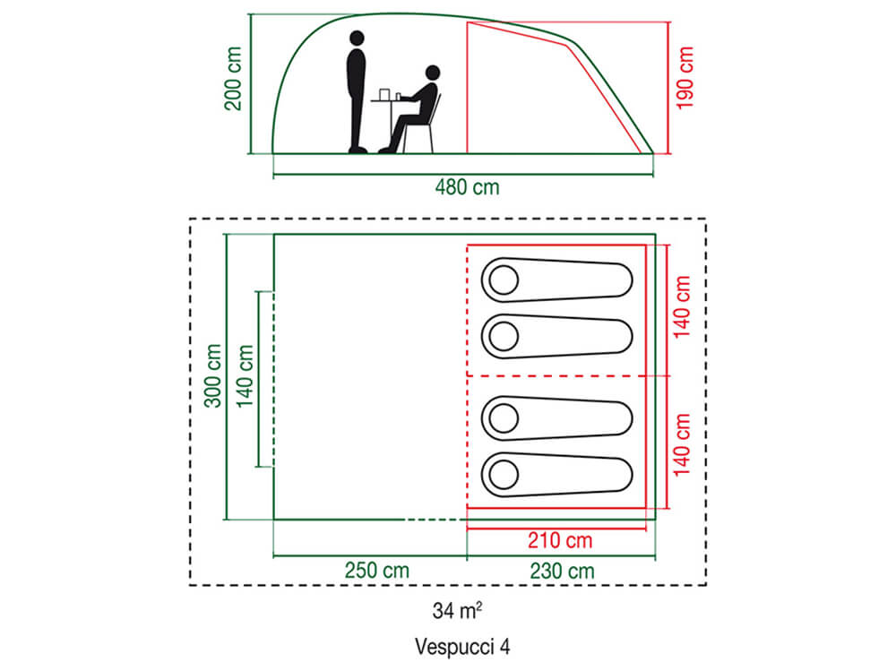 Coleman Vespucci 4 Zelt - Tunnelzelt für 4 Personen mit 2 Schlafkabinen - Coleman