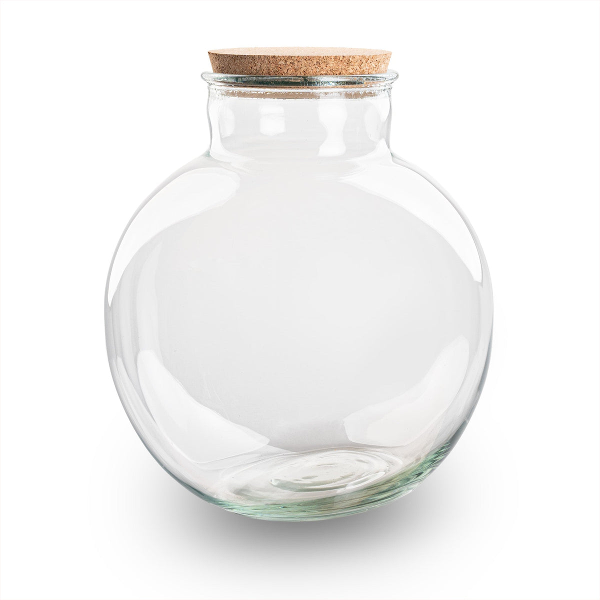 Leeres Flaschengarten-Glas „Bolder Bob“ mit LED-Korken, 31 × 30 cm – Detail mit Korken