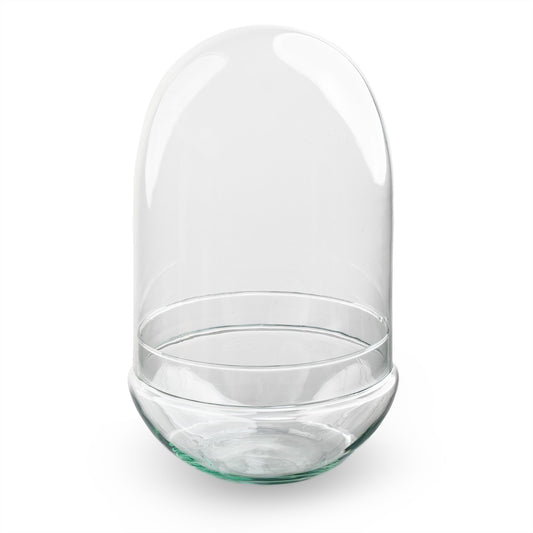 Leeres Flaschengarten-Glas „Egg XL“ mit Glaskuppel, 30 × 17,5 cm – Freisteller