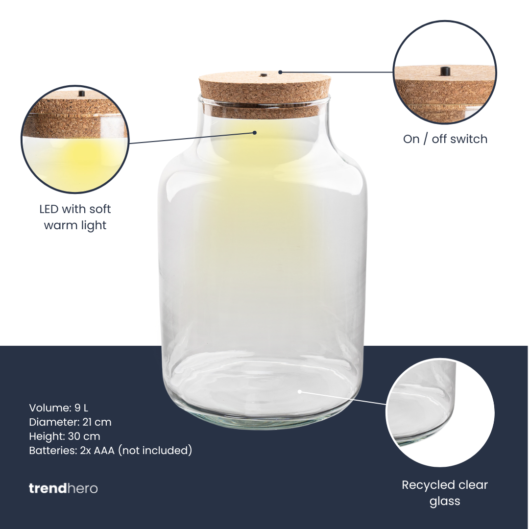 Flaschengarten-Glas „Milky“ mit Korken – leer (30 cm) - Urban Jungle
