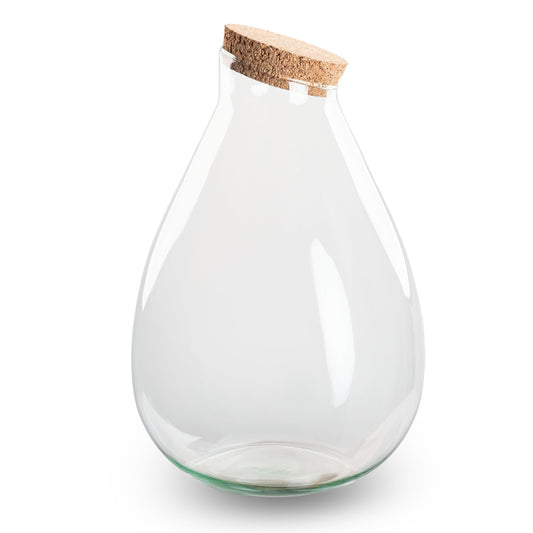 Leeres Flaschengarten-Glas „Drop XL“ mit Naturkorken, 37 × 29 cm – Detail mit Korken