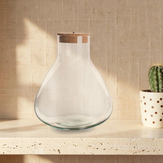 Flaschengarten-Glas „Sam XL“ mit Korken & LED-Korken – leer (32 cm) - Urban Jungle