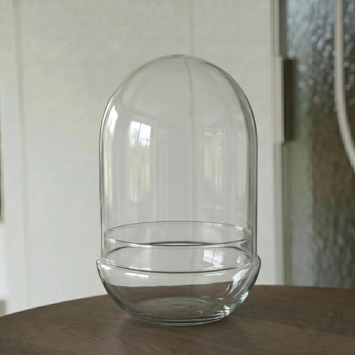 Leeres Flaschengarten-Glas „Egg XL“ mit Glaskuppel, 30 × 17,5 cm – bepflanztes Beispiel, Ansicht 2