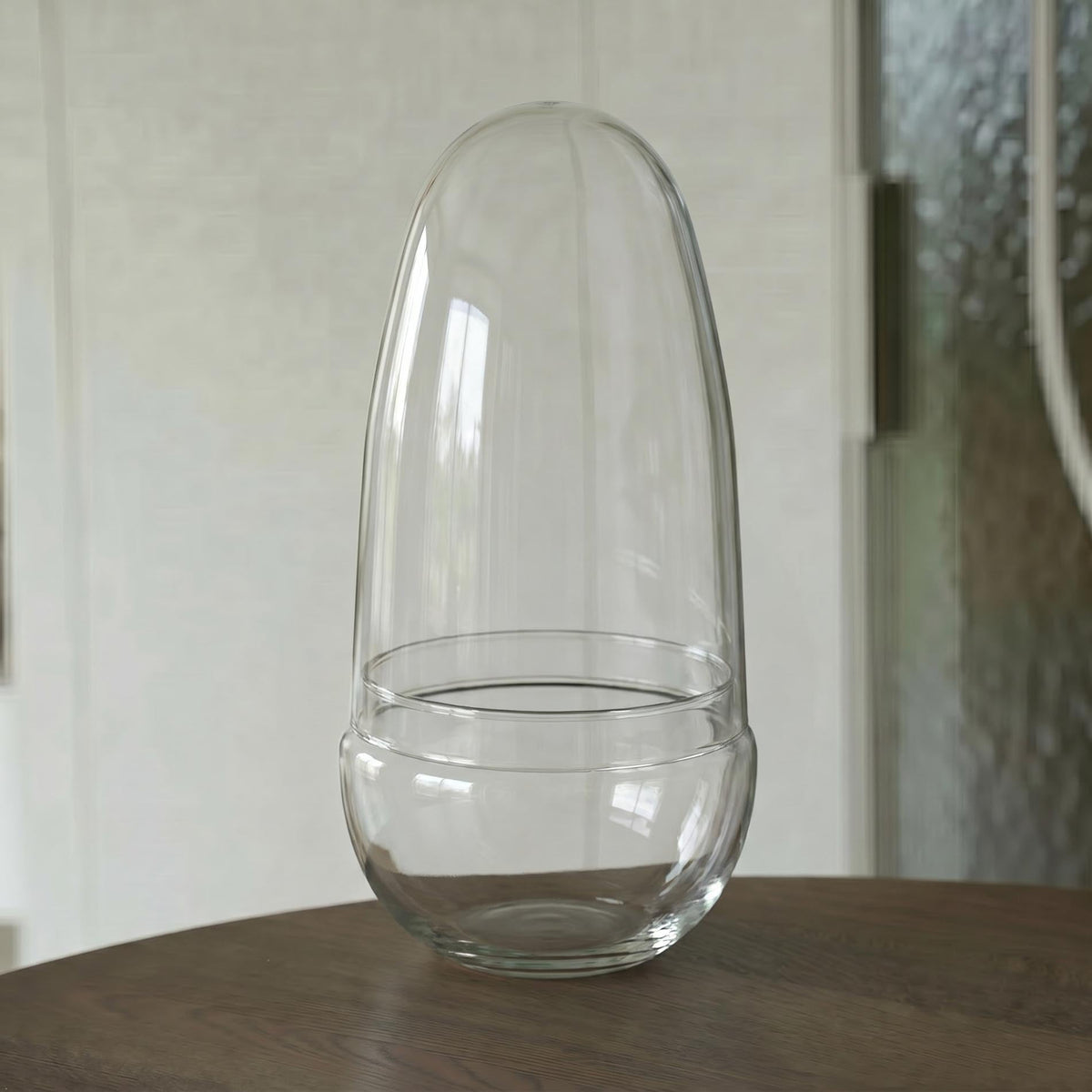 Leeres Flaschengarten-Glas „Egg“ mit Glaskuppel, 25 × 12 cm – bepflanztes Beispiel, Ansicht 2