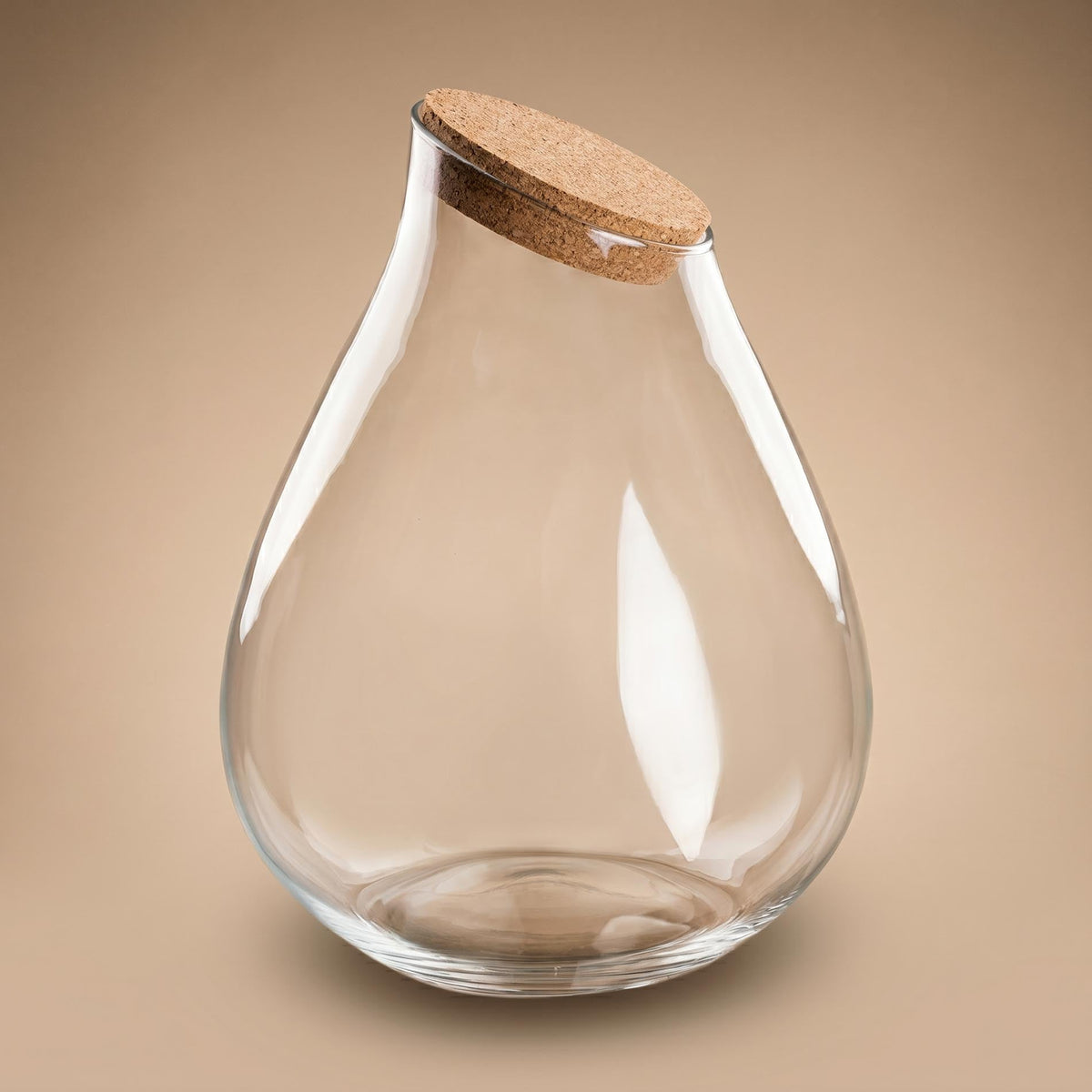 Leeres Flaschengarten-Glas „Drop XXL“ mit Naturkorken, 43 × 34 cm – bepflanztes Beispiel, Ansicht 2