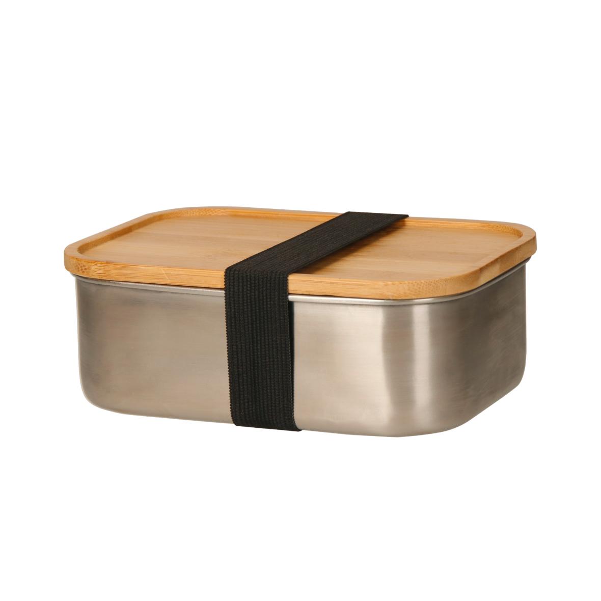 Edelstahl Brot- und Lunch-Box mit Bambus-Deckel 16 cm