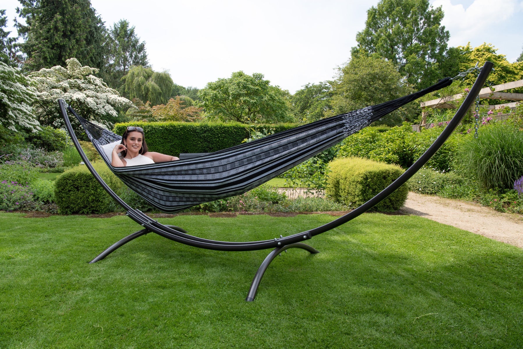 hängematte verschließbar Hängematte 'Comfort' Schwarz Weiß – Outdoorbird
