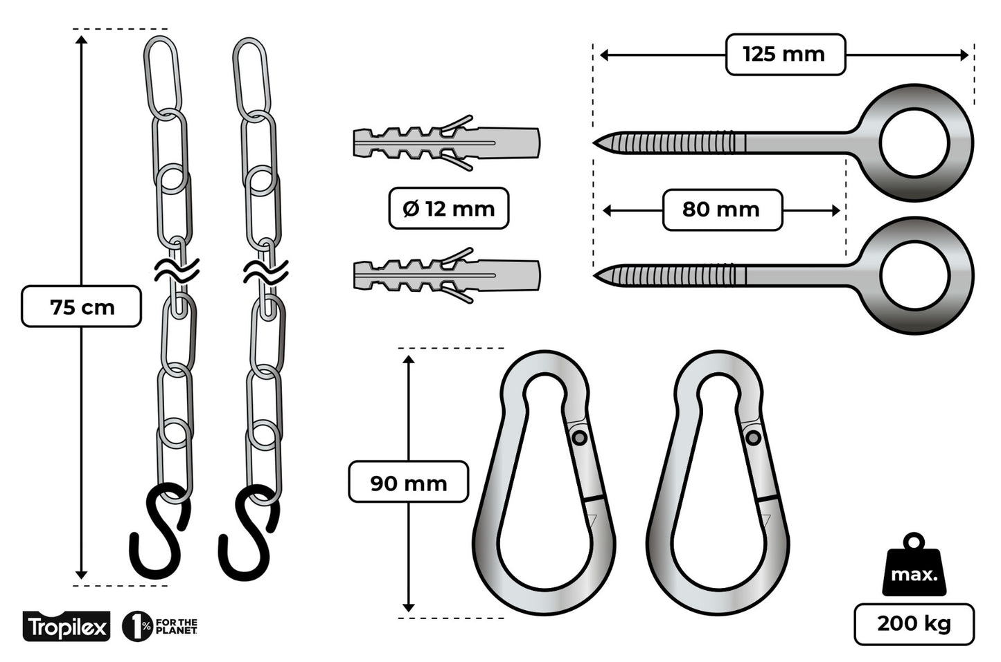 Hängematte-Befestigungsset 'Complete' Metal